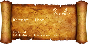 Kirrer Libor névjegykártya